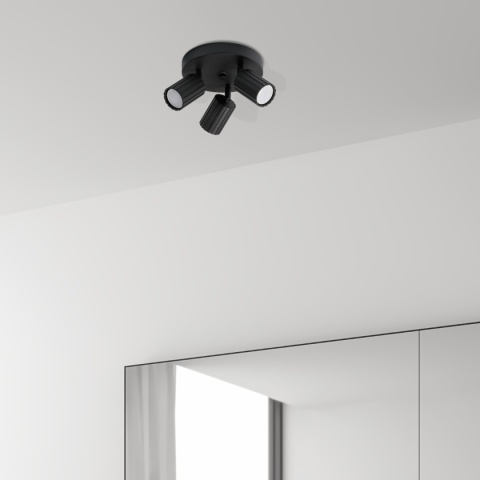 Nowoczesna lampa PRISMA śr. 20 cm - czarna - klosze ryflowane, GU10