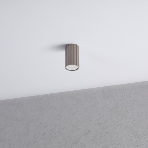 Nowoczesna lampa sufitowa PRISMA - beżowy ryflowany klosz, GU10