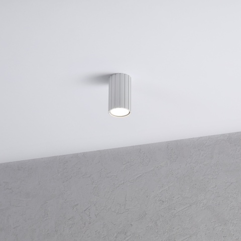 Nowoczesna lampa sufitowa PRISMA - biały ryflowany klosz, GU10