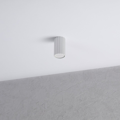 Nowoczesna lampa sufitowa PRISMA - biały ryflowany klosz, GU10