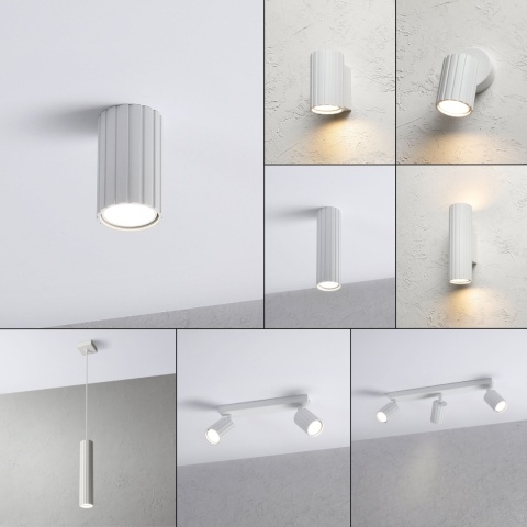 Nowoczesna lampa sufitowa PRISMA - biały ryflowany klosz, GU10