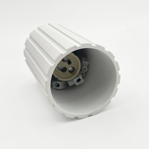 Nowoczesna lampa sufitowa PRISMA - biały ryflowany klosz, GU10