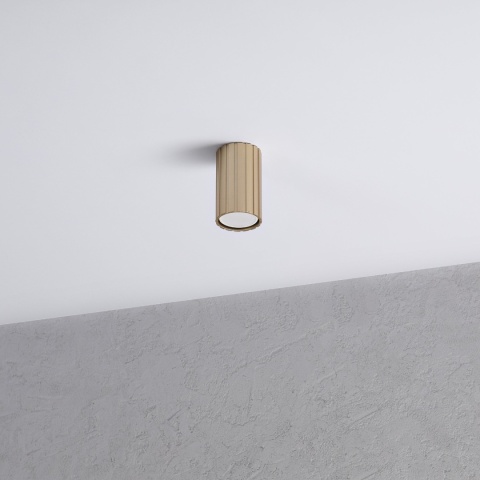 Nowoczesna lampa sufitowa PRISMA - złoty ryflowany klosz, GU10