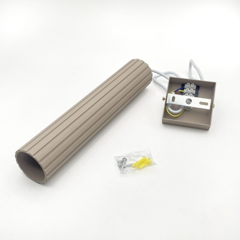 Nowoczesna lampa wisząca PRISMA - beżowy ryflowany klosz, GU10