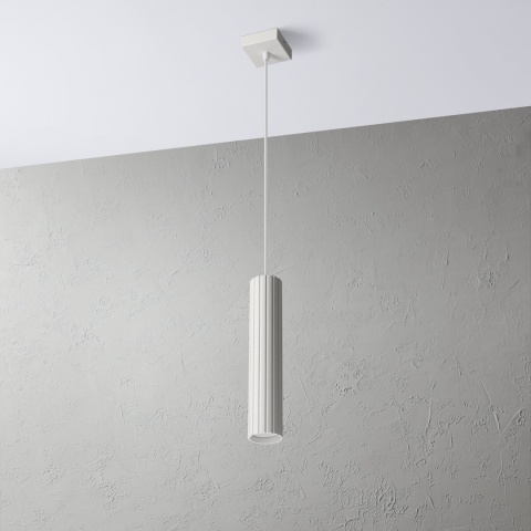 Nowoczesna lampa wisząca PRISMA - biały ryflowany klosz, GU10