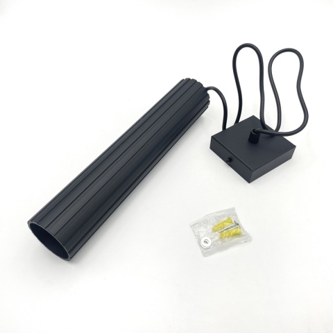 Nowoczesna lampa wisząca PRISMA - czarny ryflowany klosz, GU10