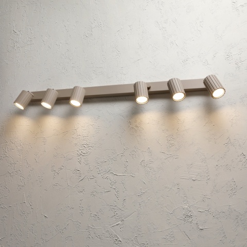 Nowoczesna lampa PRISMA 96 cm - beżowa - klosze ryflowane, GU10