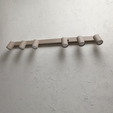 Nowoczesna lampa PRISMA 96 cm - beżowa - klosze ryflowane, GU10