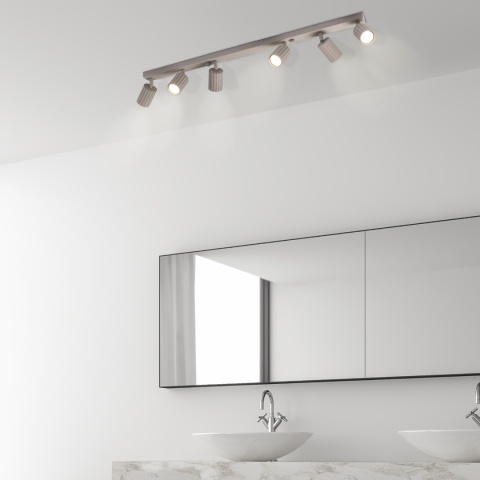 Nowoczesna lampa PRISMA 96 cm - beżowa - klosze ryflowane, GU10