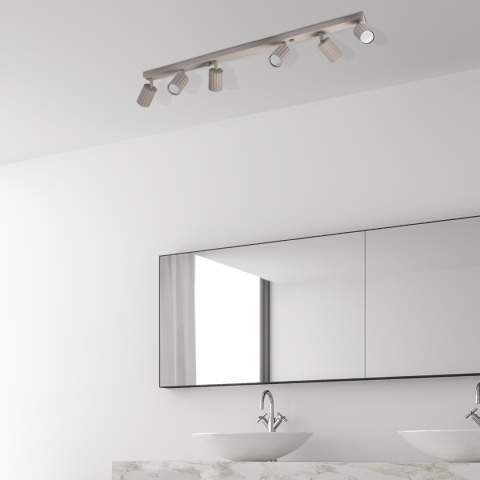 Nowoczesna lampa PRISMA 96 cm - beżowa - klosze ryflowane, GU10